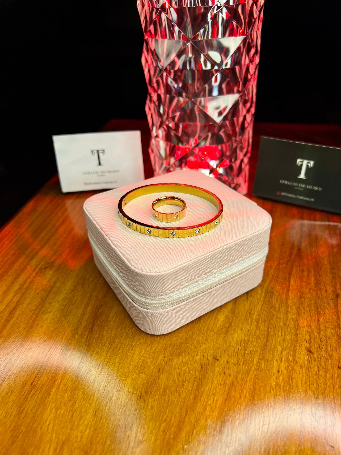 Premium Quality Stainless Steel 18k Empress Bangle and Ring Set