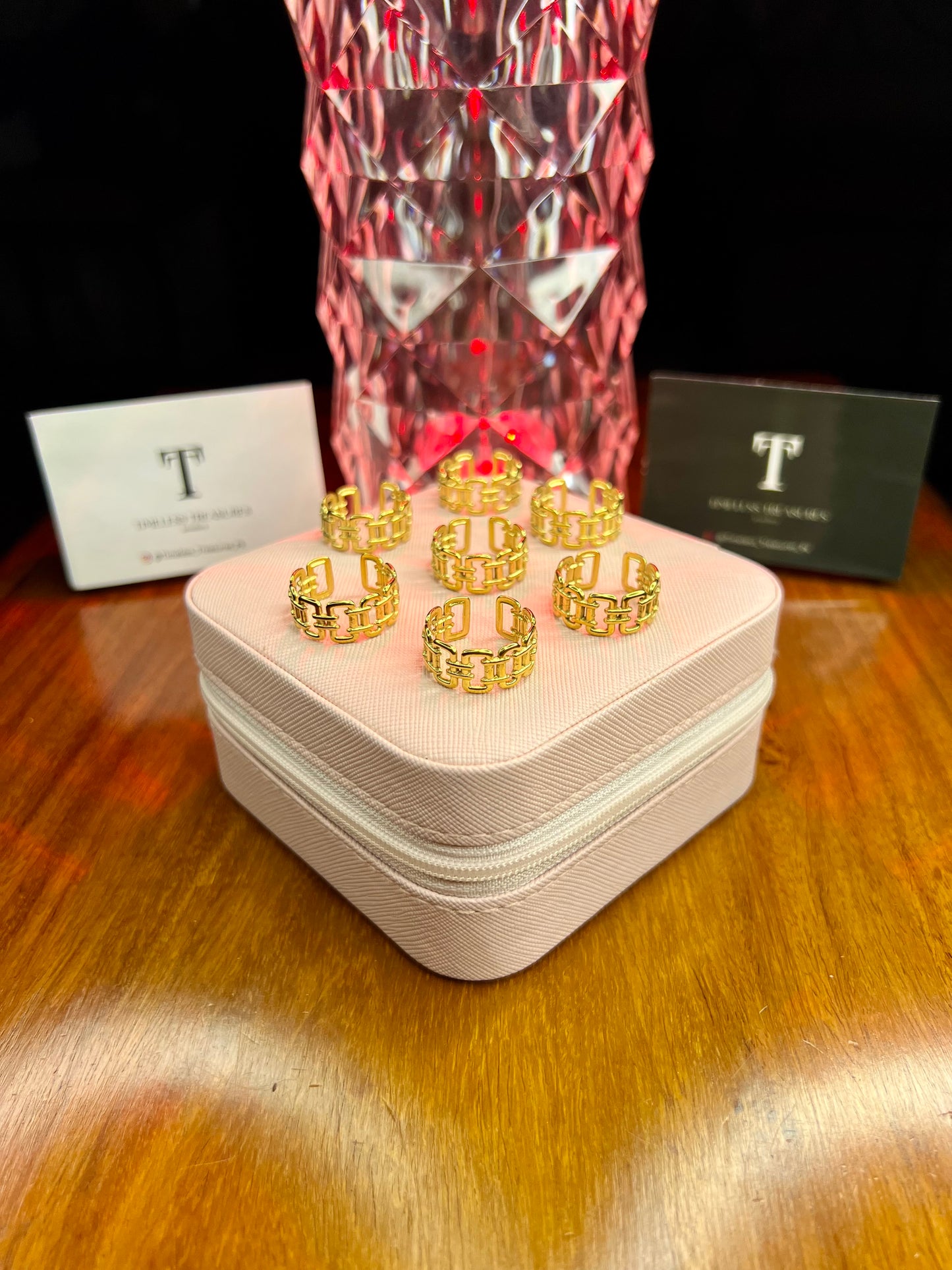 Premium Quality Stainless Steel 18k Link Square Ring