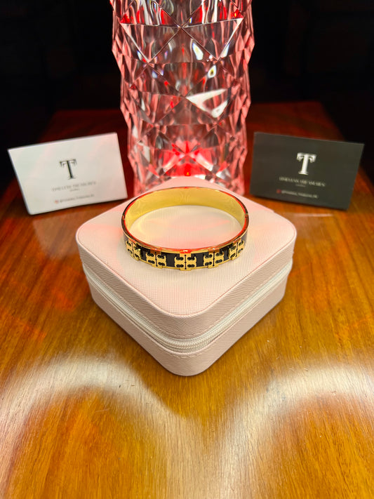 Premium Quality Stainless Steel 18k Tory Black n Gold Handcuff