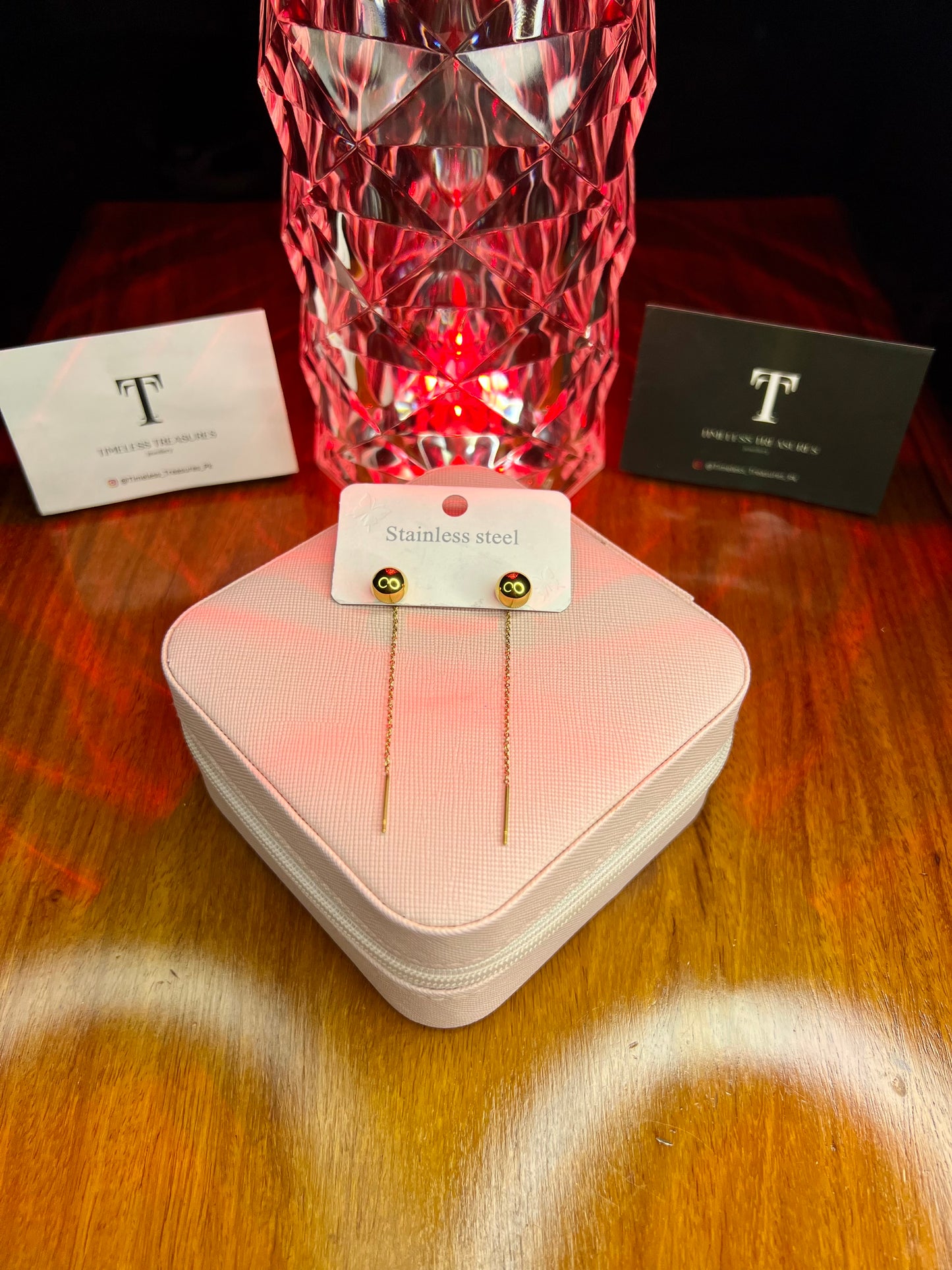 Premium Quality Stainless Steel 18k Gold Ball Drop Earrings