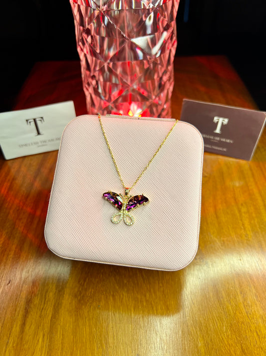 Premium Quality Purple Stone Butterfly Necklace