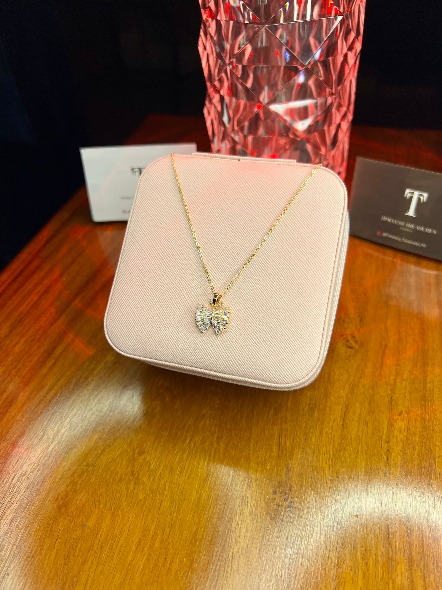 Premium Quality Stainless Steel 18k Butterfly Stone Necklace