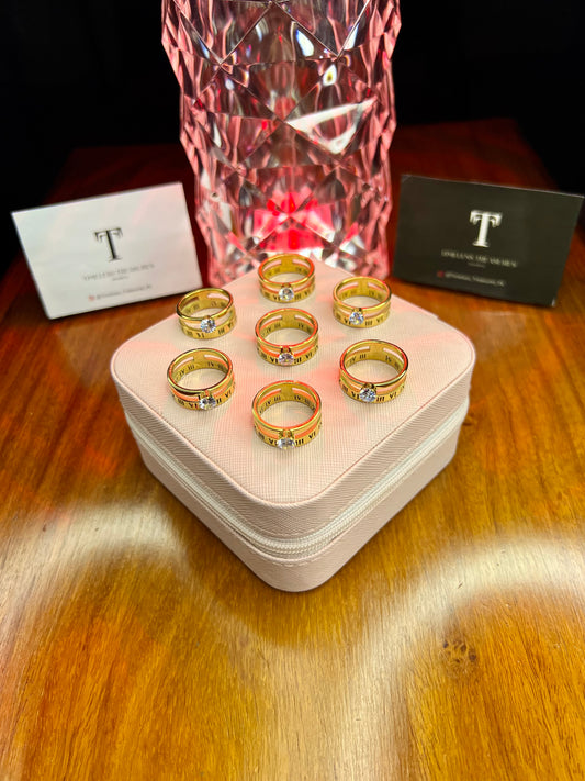 Premium Quality Stainless Steel 18k Stone Roman Ring