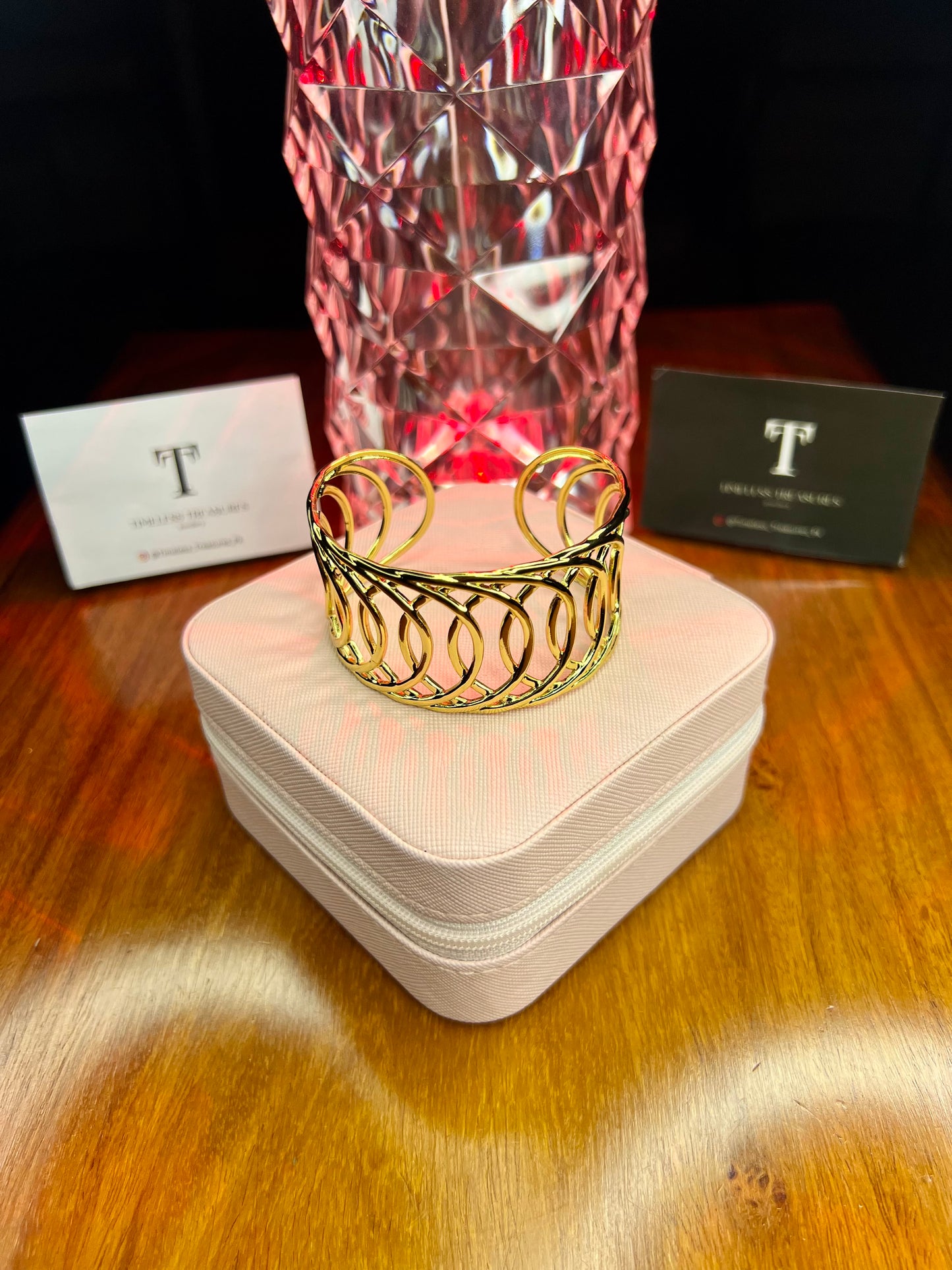 Premium Quality Stainless Steel 18k Linked Open Cuff