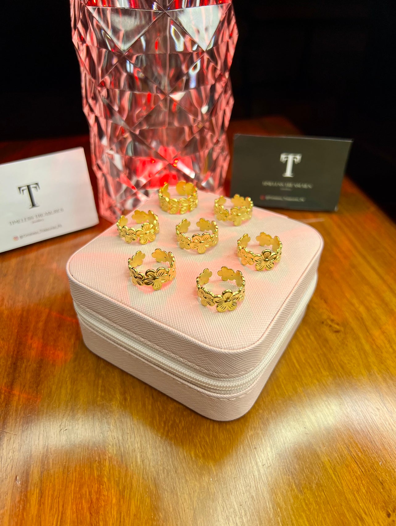 Premium Quality Stainless Steel 18k Flower Gold Ring