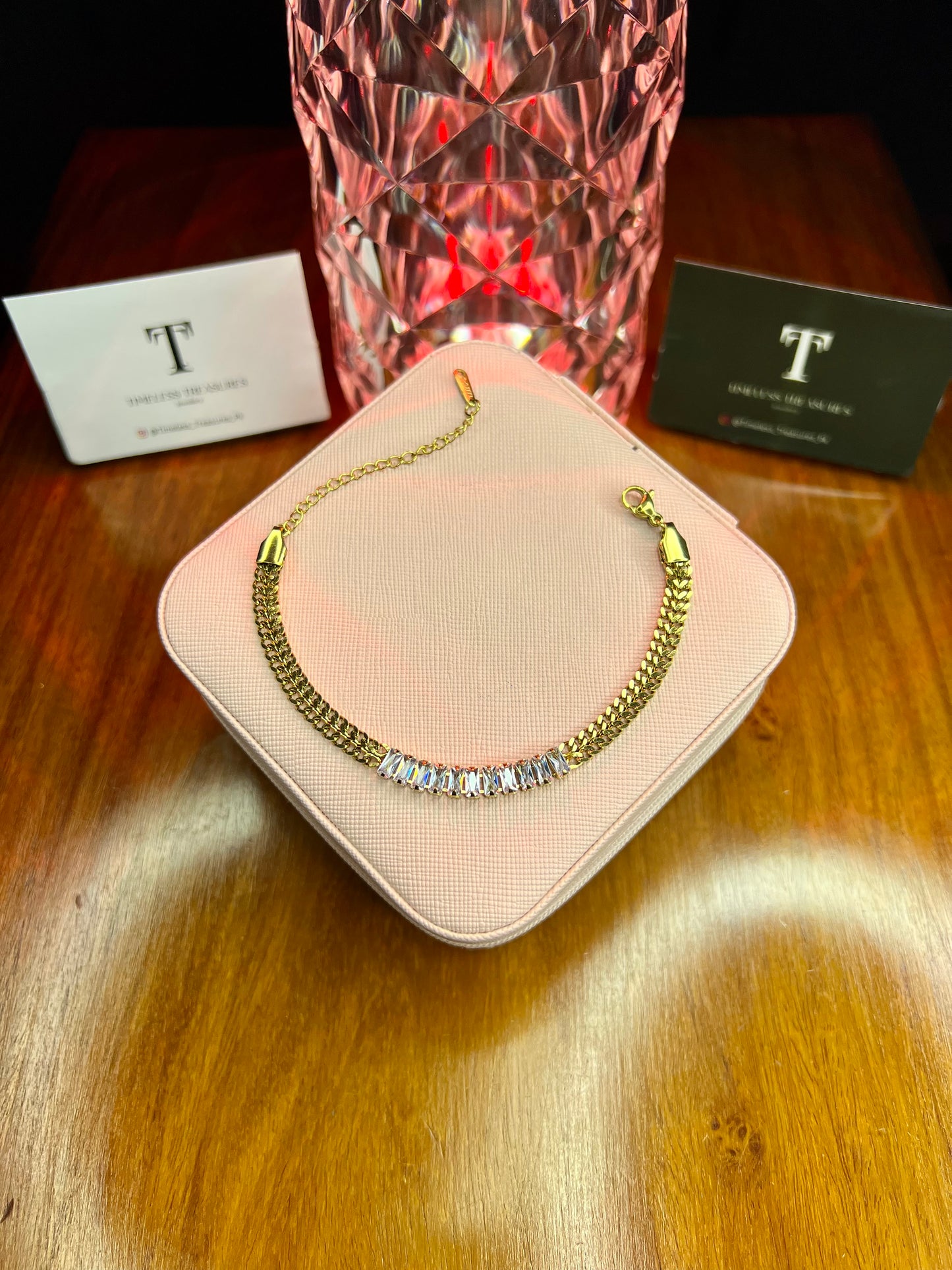 Premium Quality Stainless Steel 18k Braided Stone Bracelet
