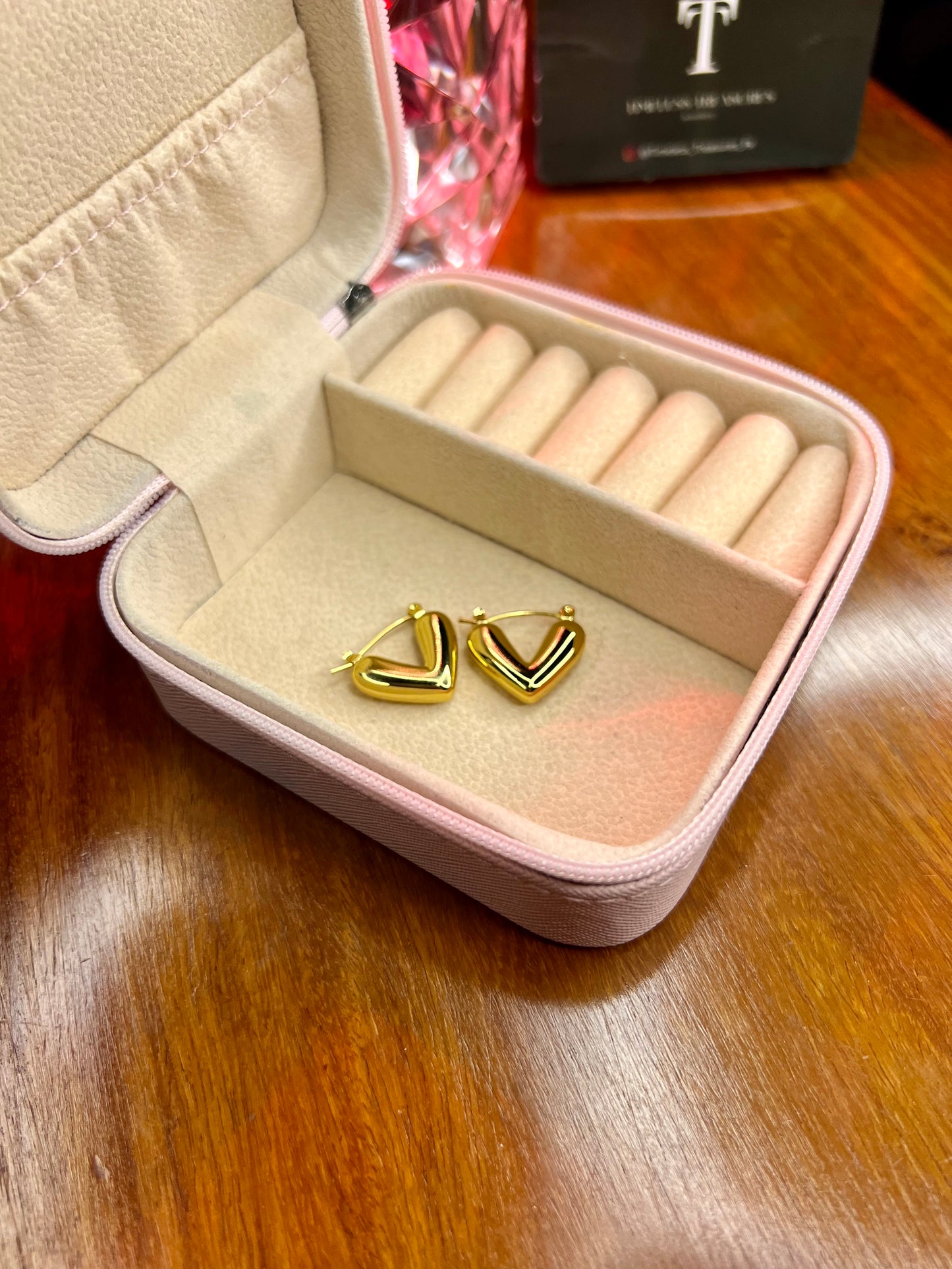 Premium Quality Stainless Steel 18k Golden Heart Earrings