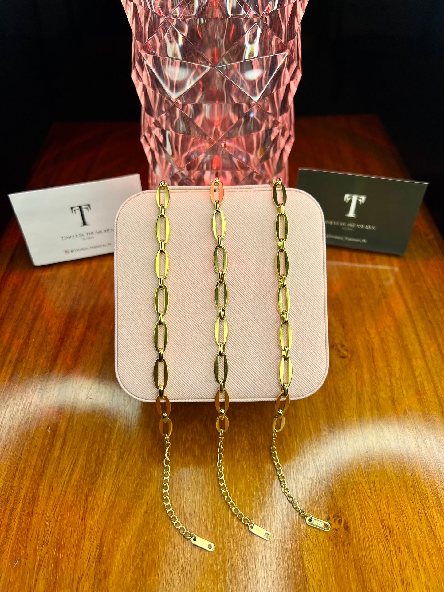 Premium Quality Stainless Steel 18k Link Chain Plain Bracelet