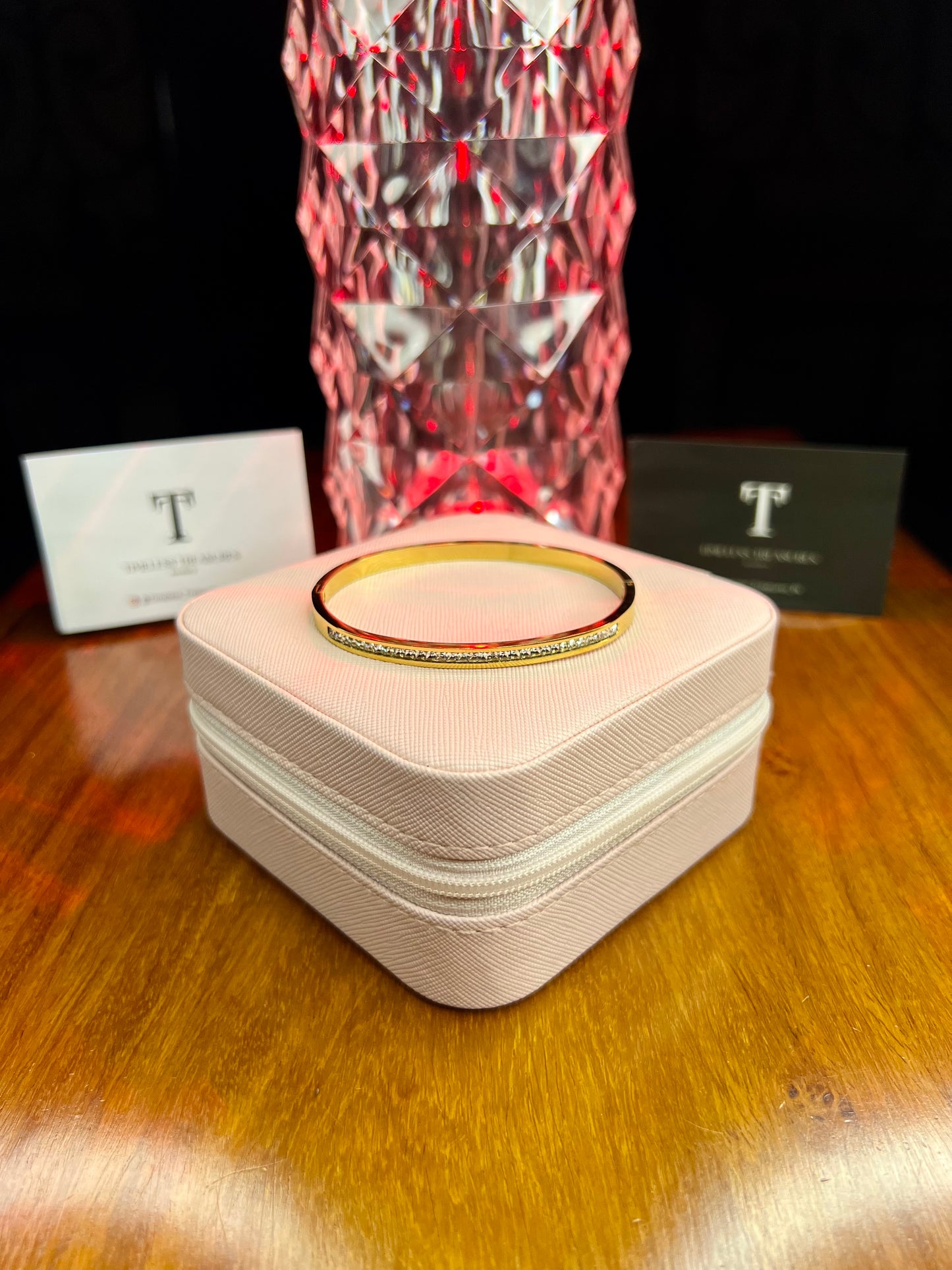 Premium Quality Stainless Steel 18k Rhinestone Sleek Handcuff