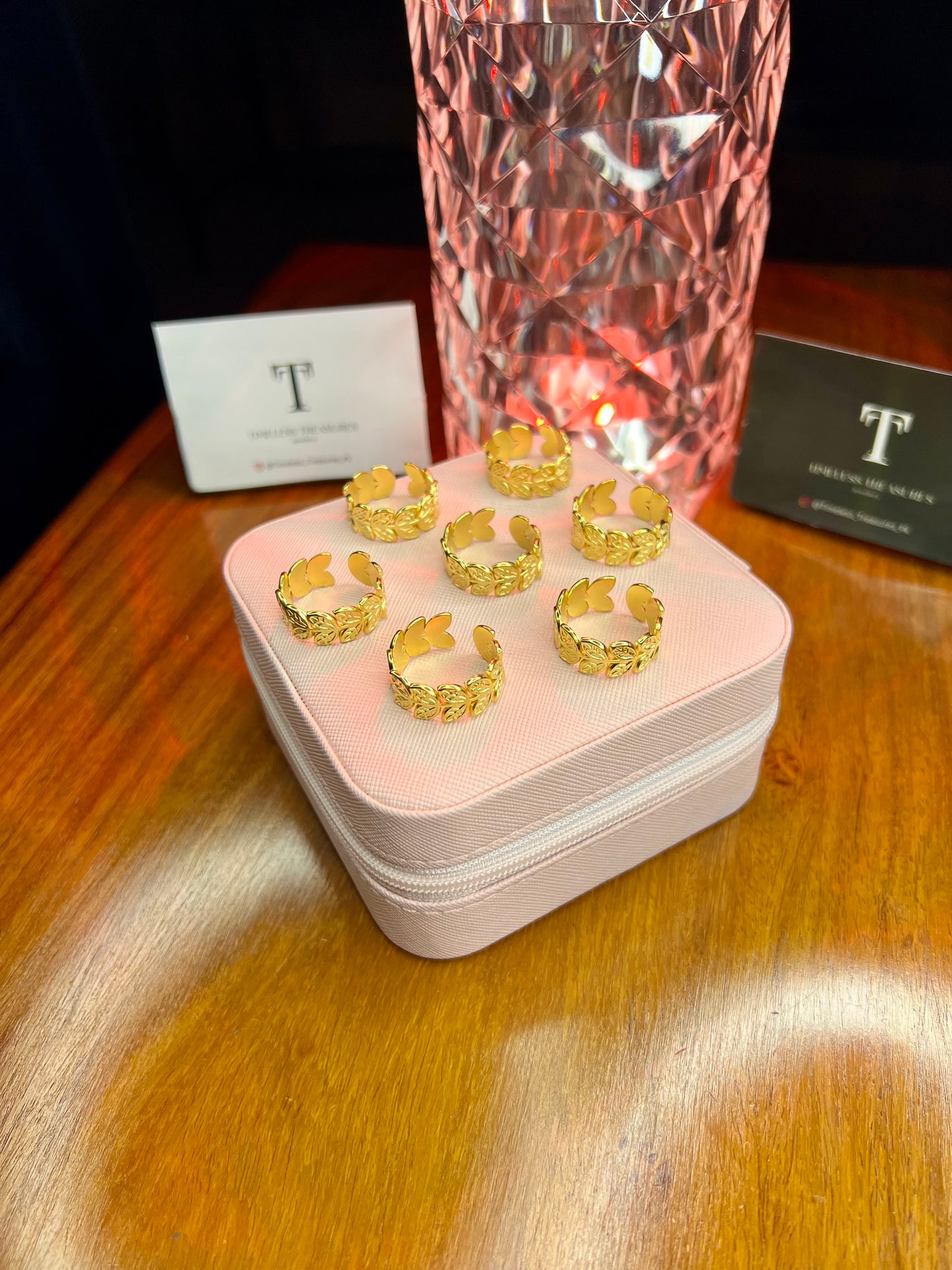 Premium Quality Stainless Steel 18k Leaf Design Ring