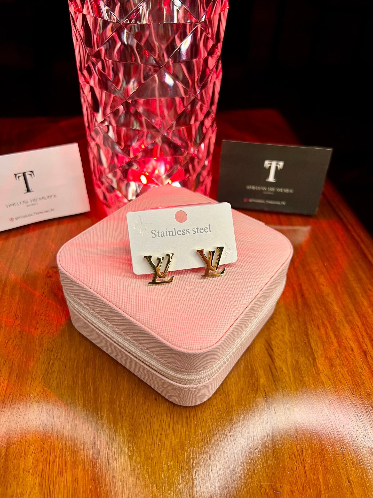 Premium Quality Stainless Steel 18k Lv Gold Earrings