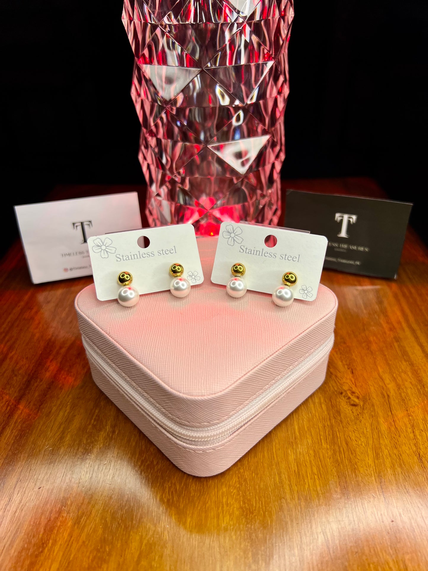 Premium Quality Stainless Steel 18k Pearl Drop Gold Earrings