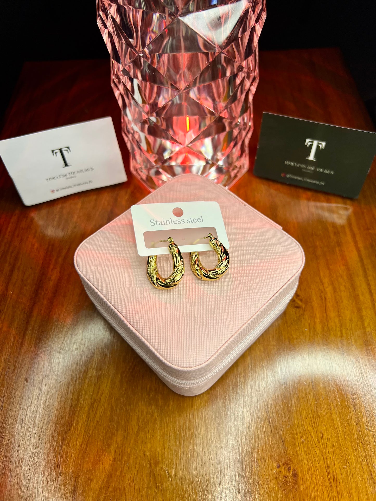 Premium Quality Stainless Steel 18k Gold Luxury Twist Earrings