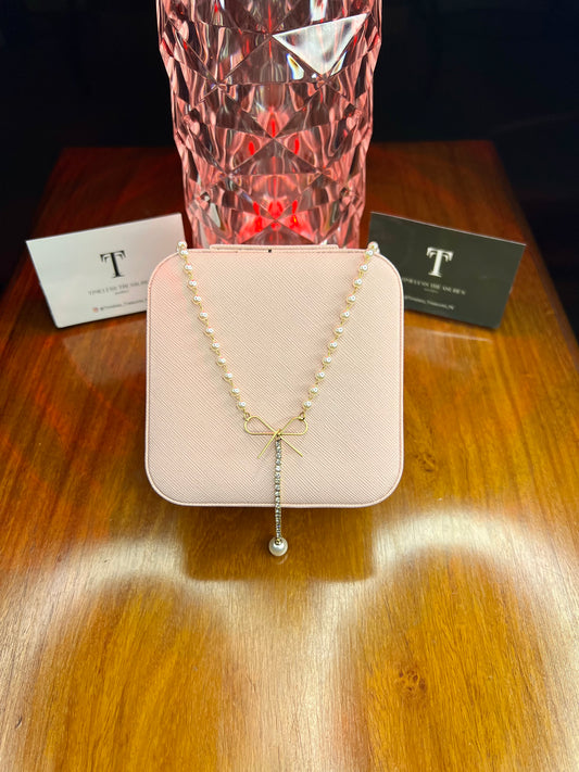 Premium Quality Stainless Steel 18k Pearl Bow Necklace