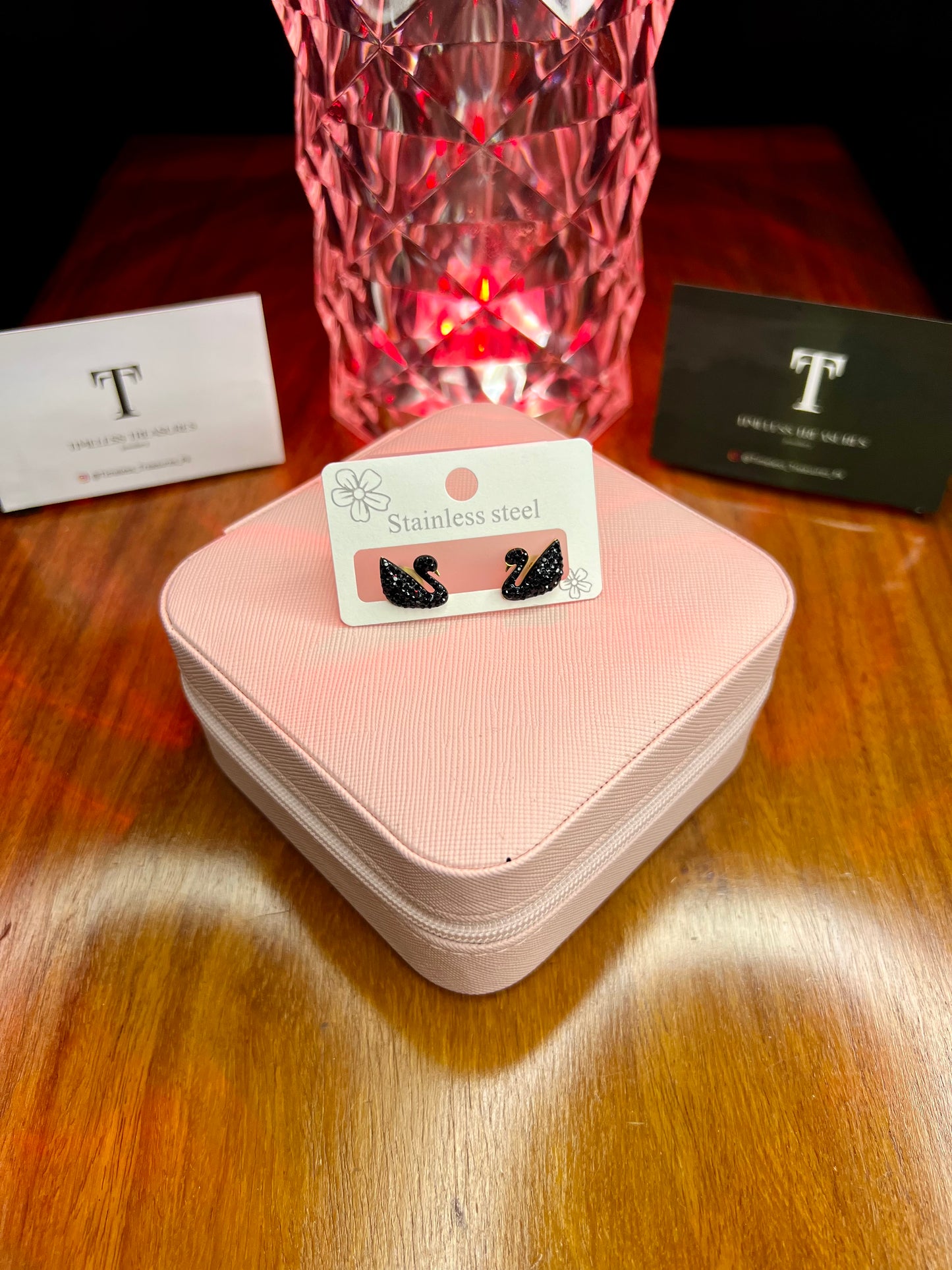 Premium Quality Stainless Steel 18k Black Swan Earrings