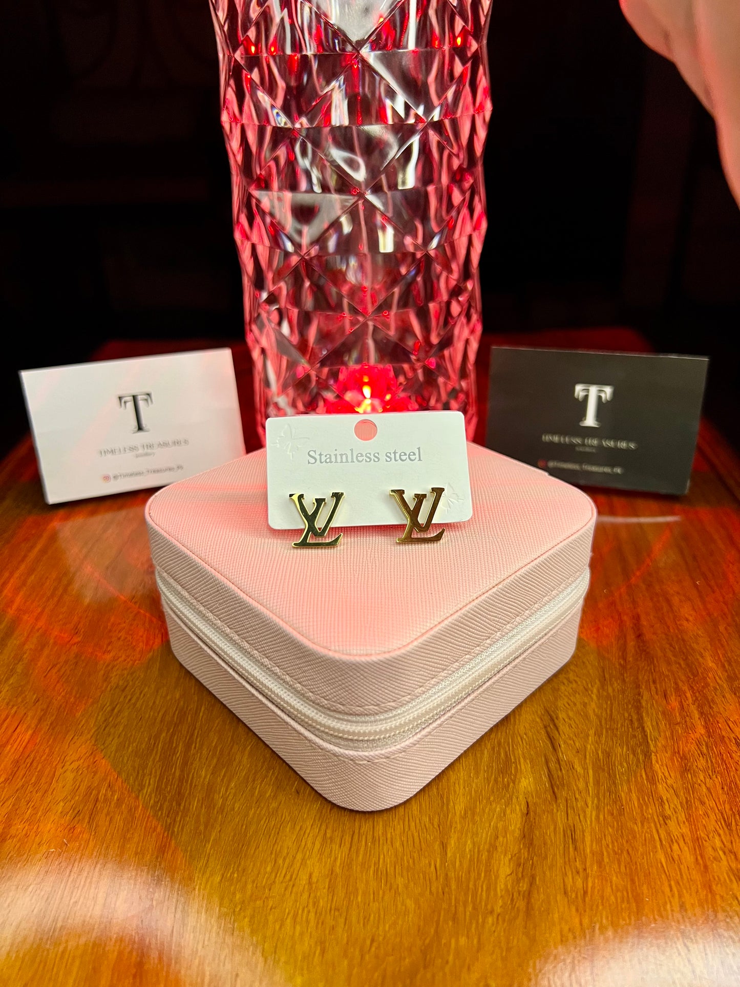 Premium Quality Stainless Steel 18k Lv Gold Earrings