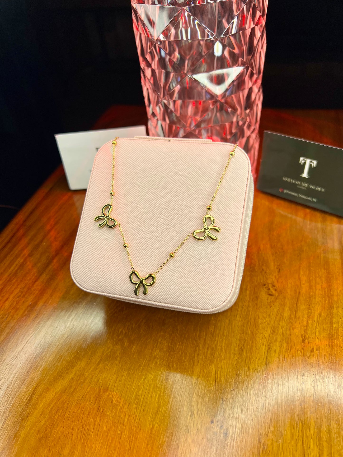 Premium Quality Stainless Steel 18k 3 Motifs Coquette Necklace