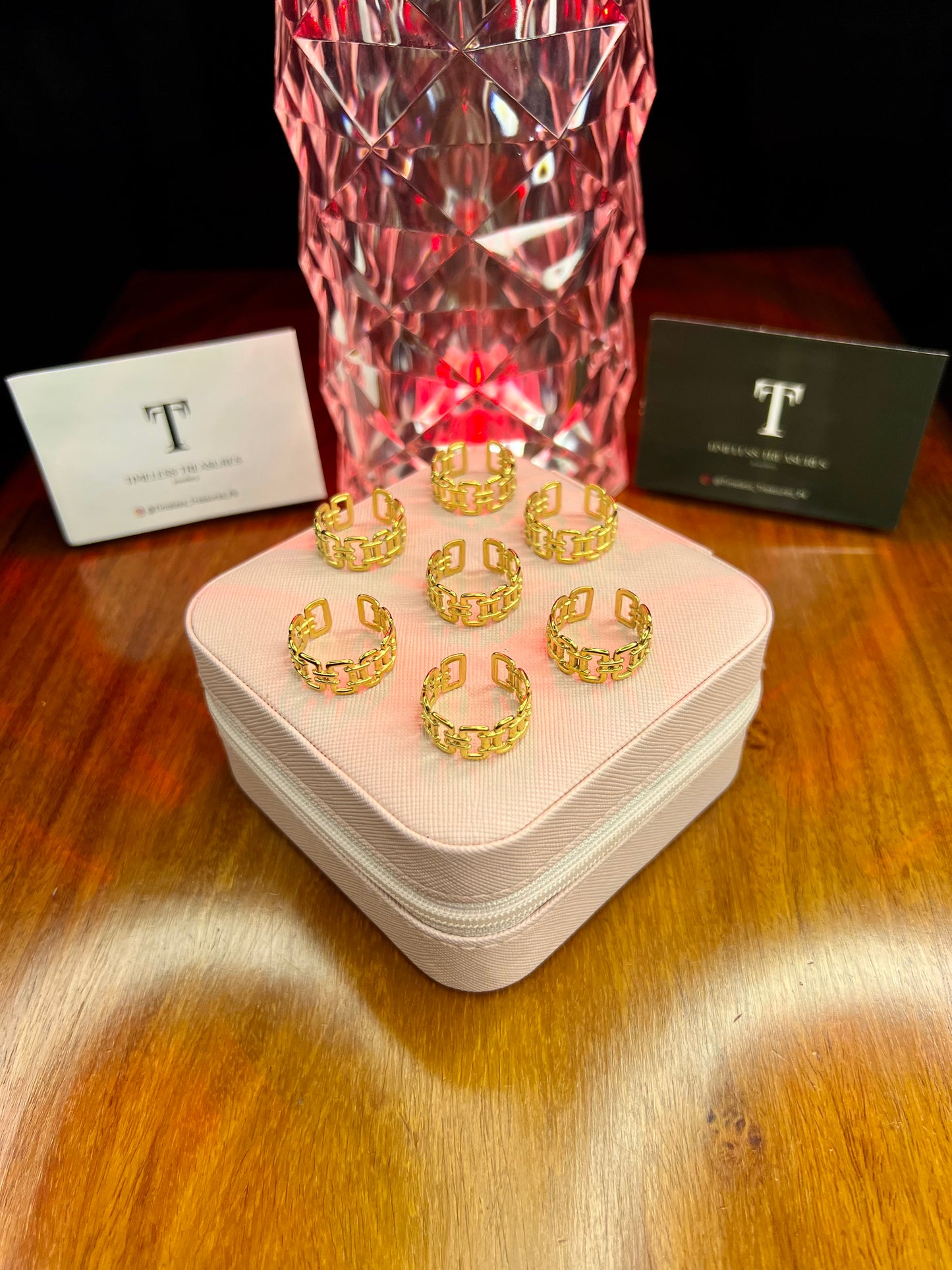 Premium Quality Stainless Steel 18k Link Square Ring