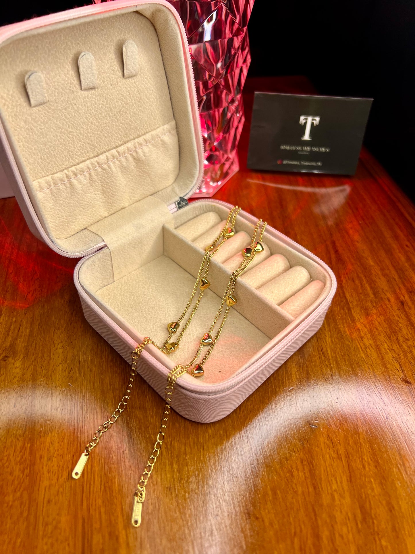 Premium Quality Stainless Steel 18k Double Chain Golden Heart Bracelet