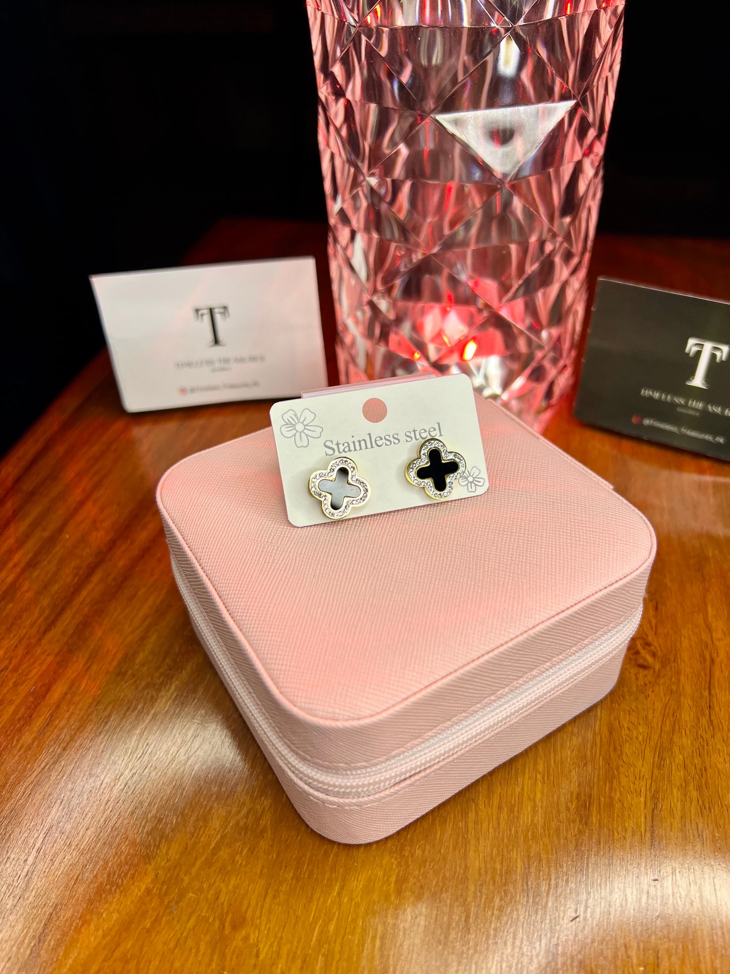 Premium Quality Stainless Steel 18k Luxury Black Clover EarStuds