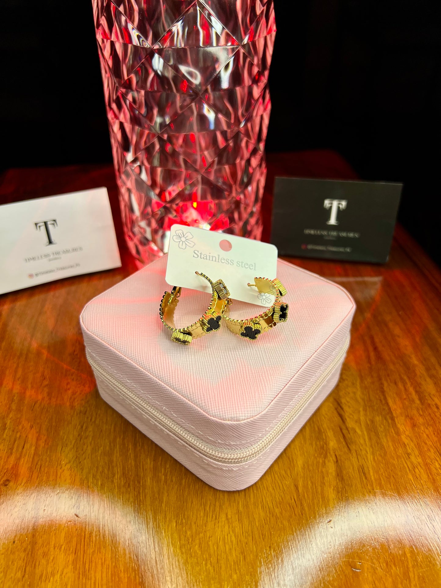 Premium Quality Stainless Steel 18k Black Clover Luxury Earrings