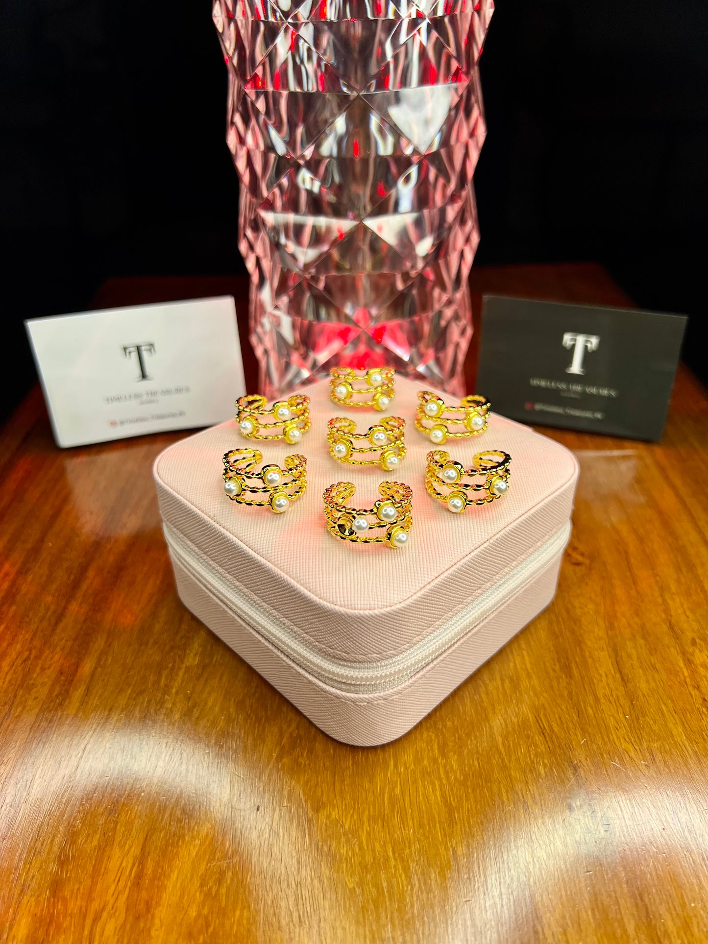 Premium Quality Stainless Steel 18k Pearl Gold Layered Ring