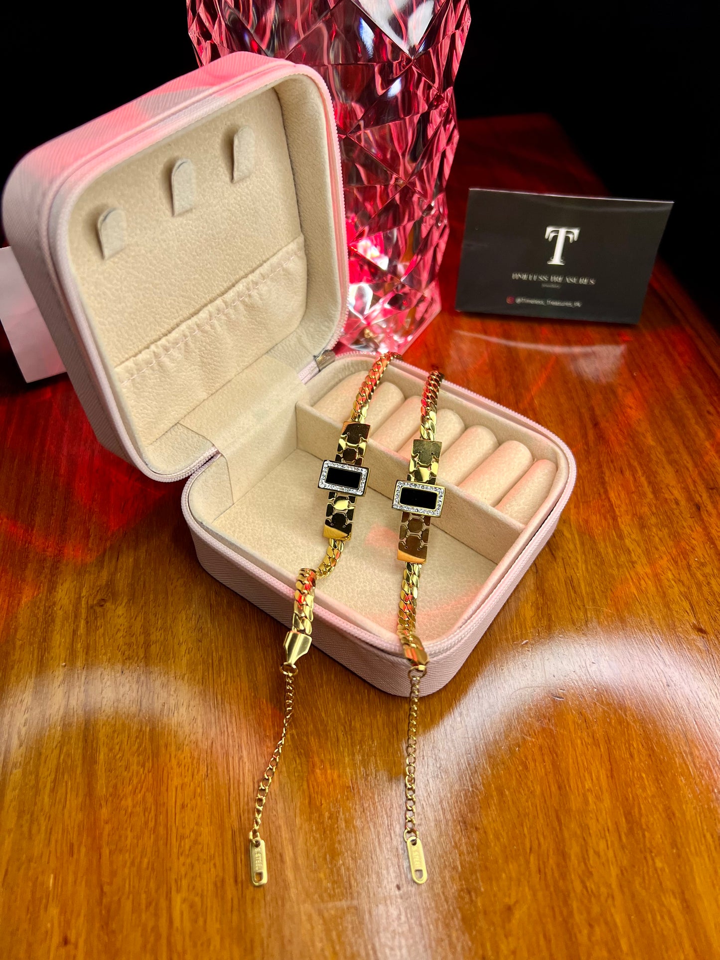 Premium Quality Stainless Steel 18k Black Tag Hexagon Bracelet