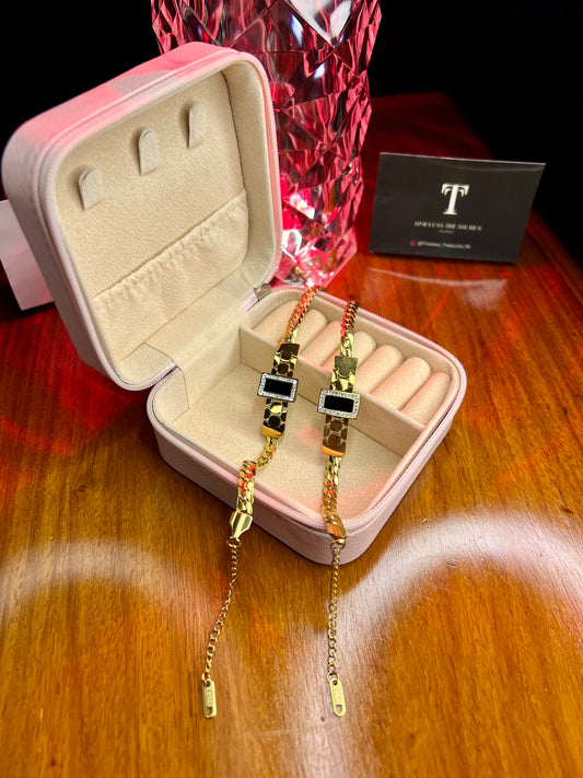 Premium Quality Stainless Steel 18k Black Tag Hexagon Bracelet