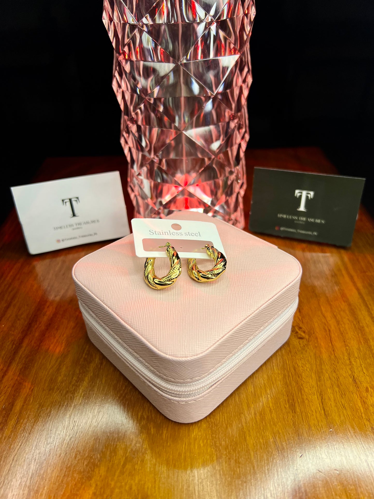 Premium Quality Stainless Steel 18k Gold Luxury Twist Earrings