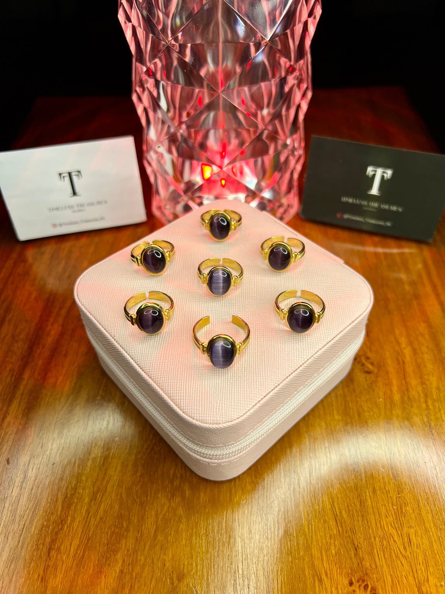 Premium Quality Stainless Steel 18k Purple Stone Ring