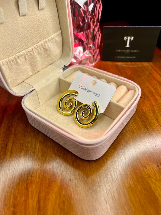 Premium Quality Stainless Steel 18k Vortex Swirl Earrings