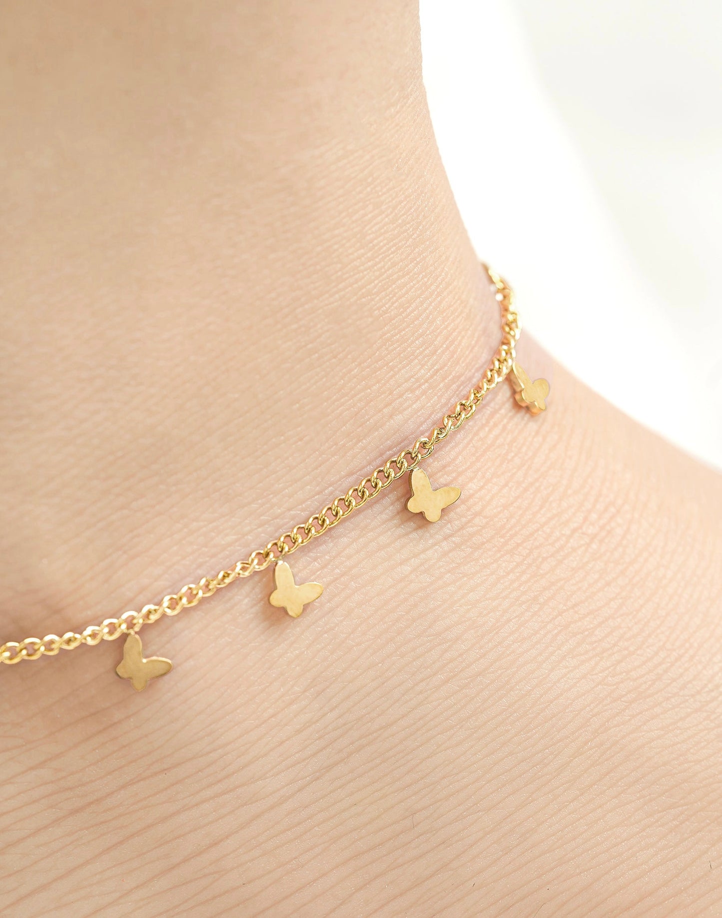 Premium Quality Stainless Steel 18k Butterfly Charm Anklet
