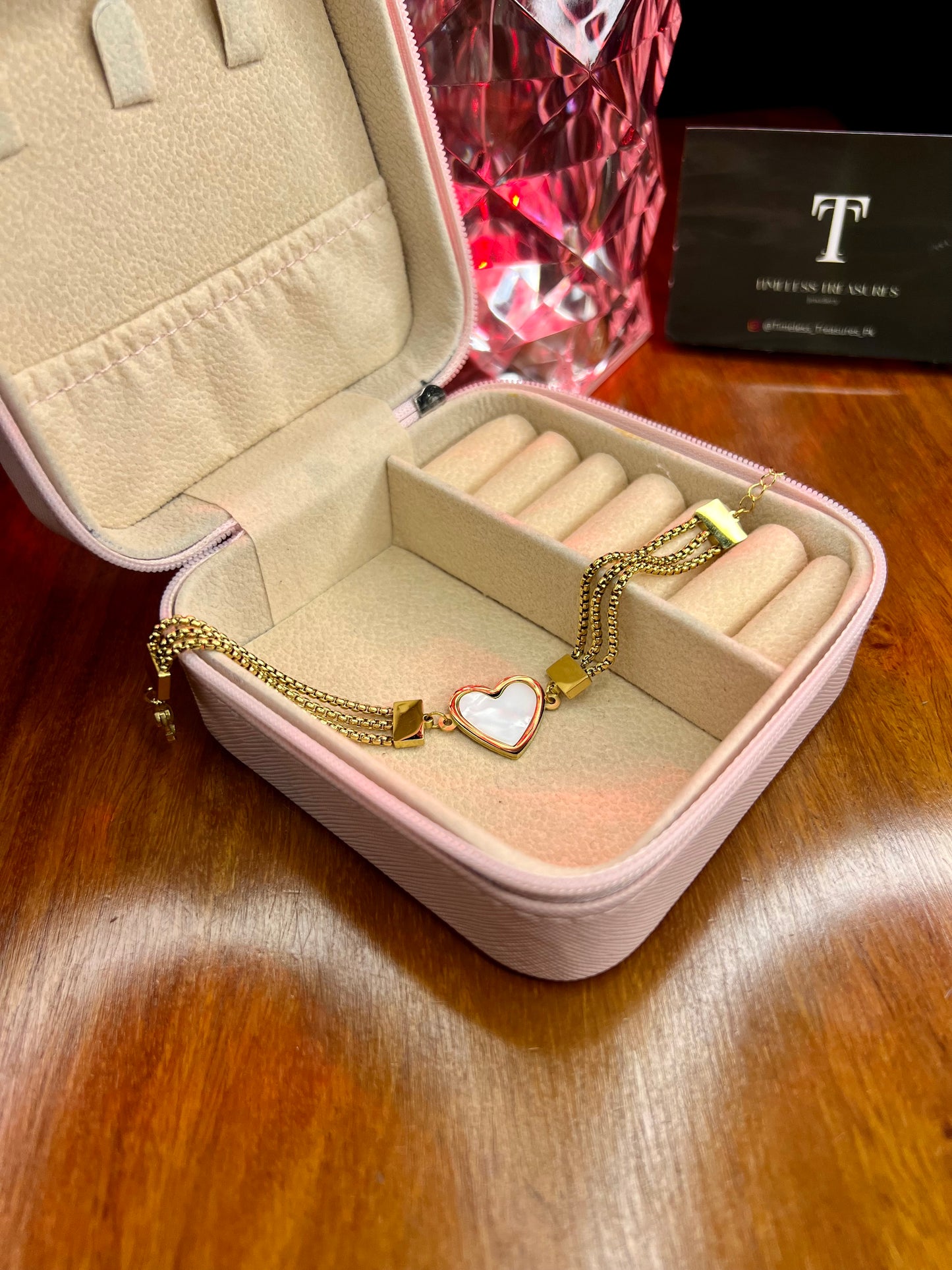 Premium Quality Stainless Steel 18k Tri Chain Heart Bracelet