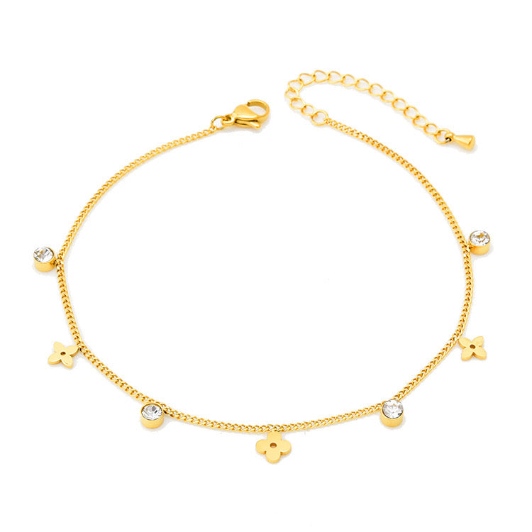 Premium Quality Stainless Steel 18k Havana Stone Anklet