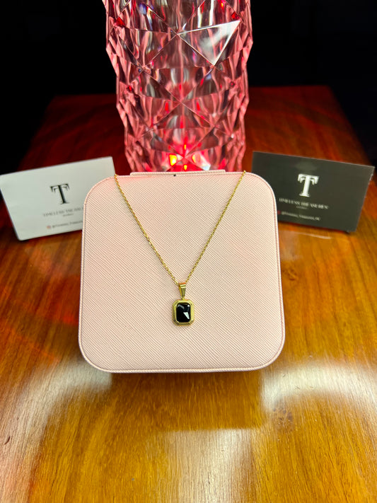 Premium Quality Stainless Steel 18k Black Stone Necklace