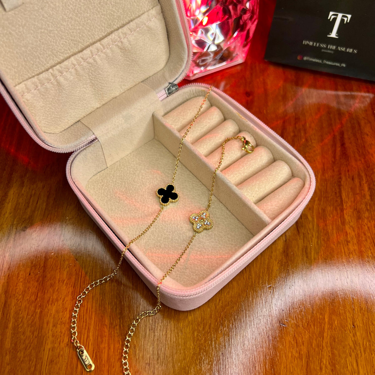 Premium Quality Stainless Steel 18k Double Side Clover Bracelet