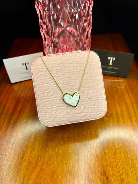 Premium Quality Stainless Steel 18k White Heart Necklace