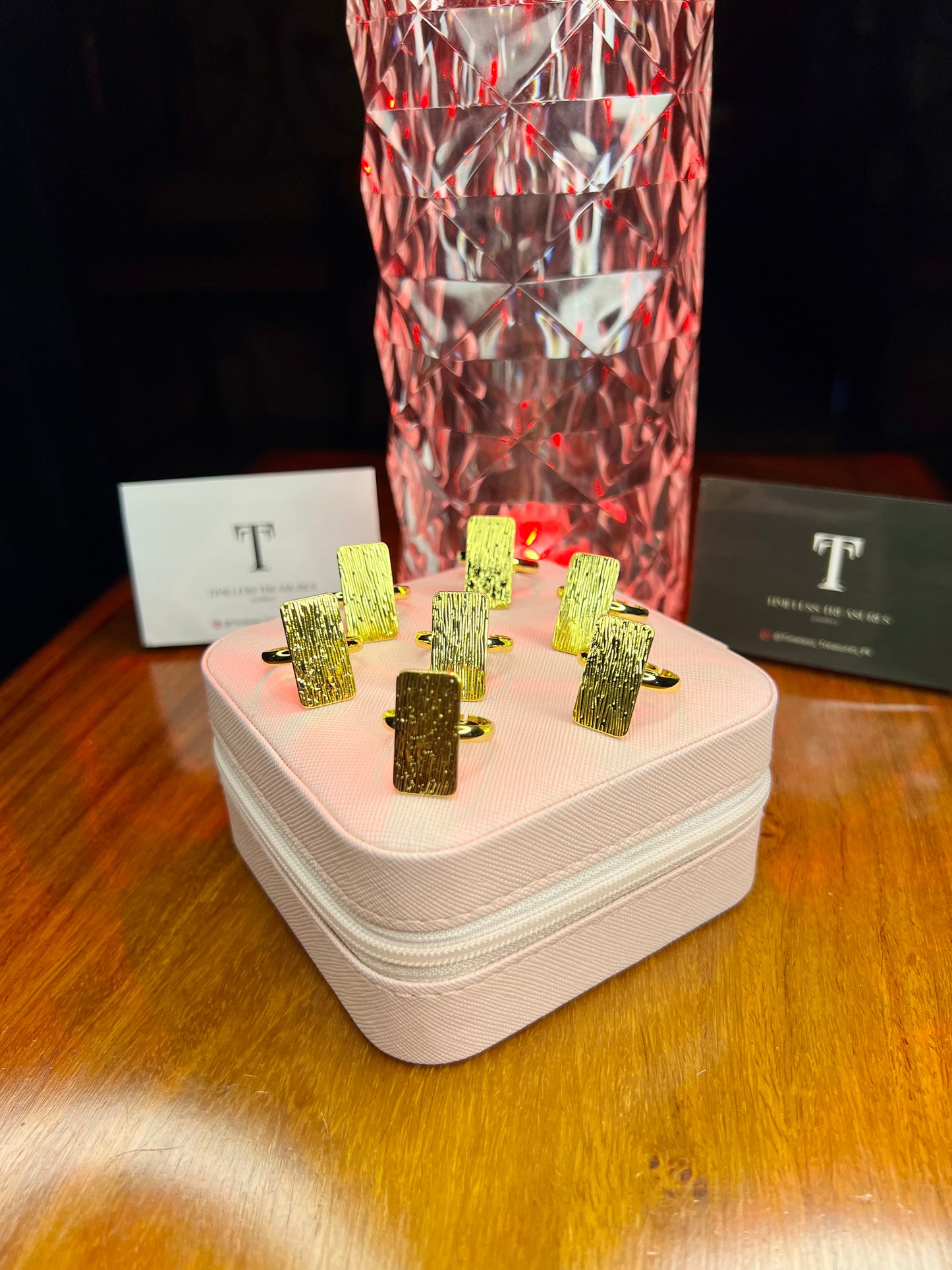 Premium Quality Stainless Steel 18k Textured Tag Ring