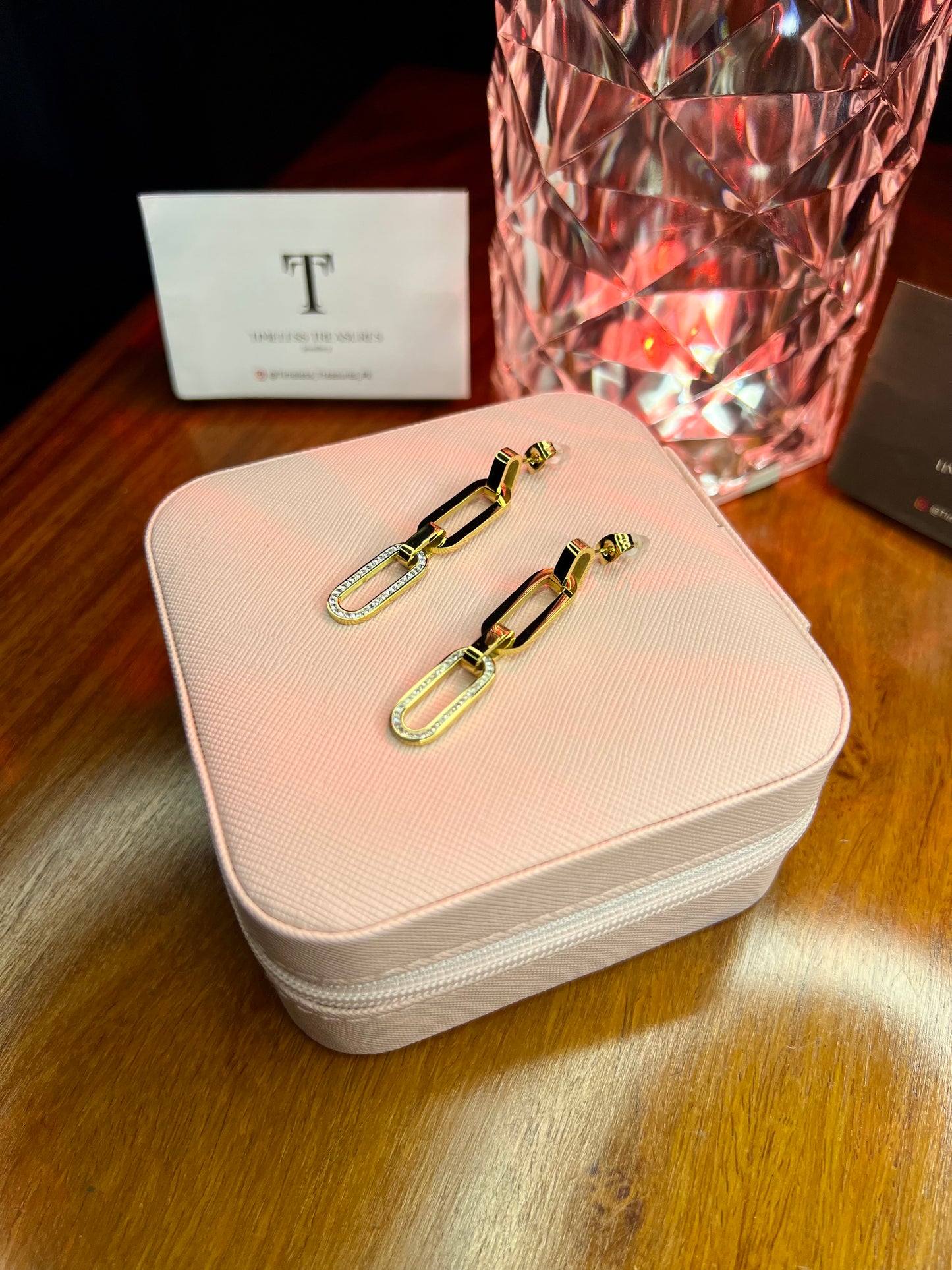 Premium Quality Stainless Steel 18k Link Drop Earrings