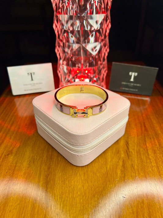 Premium Quality Stainless Steel 18k Prism Royale H Bangle - Pink