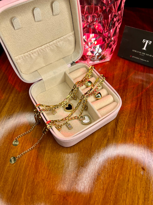 Premium Quality Stainless Steel 18k Duo Chain Luxury Heart Bracelet