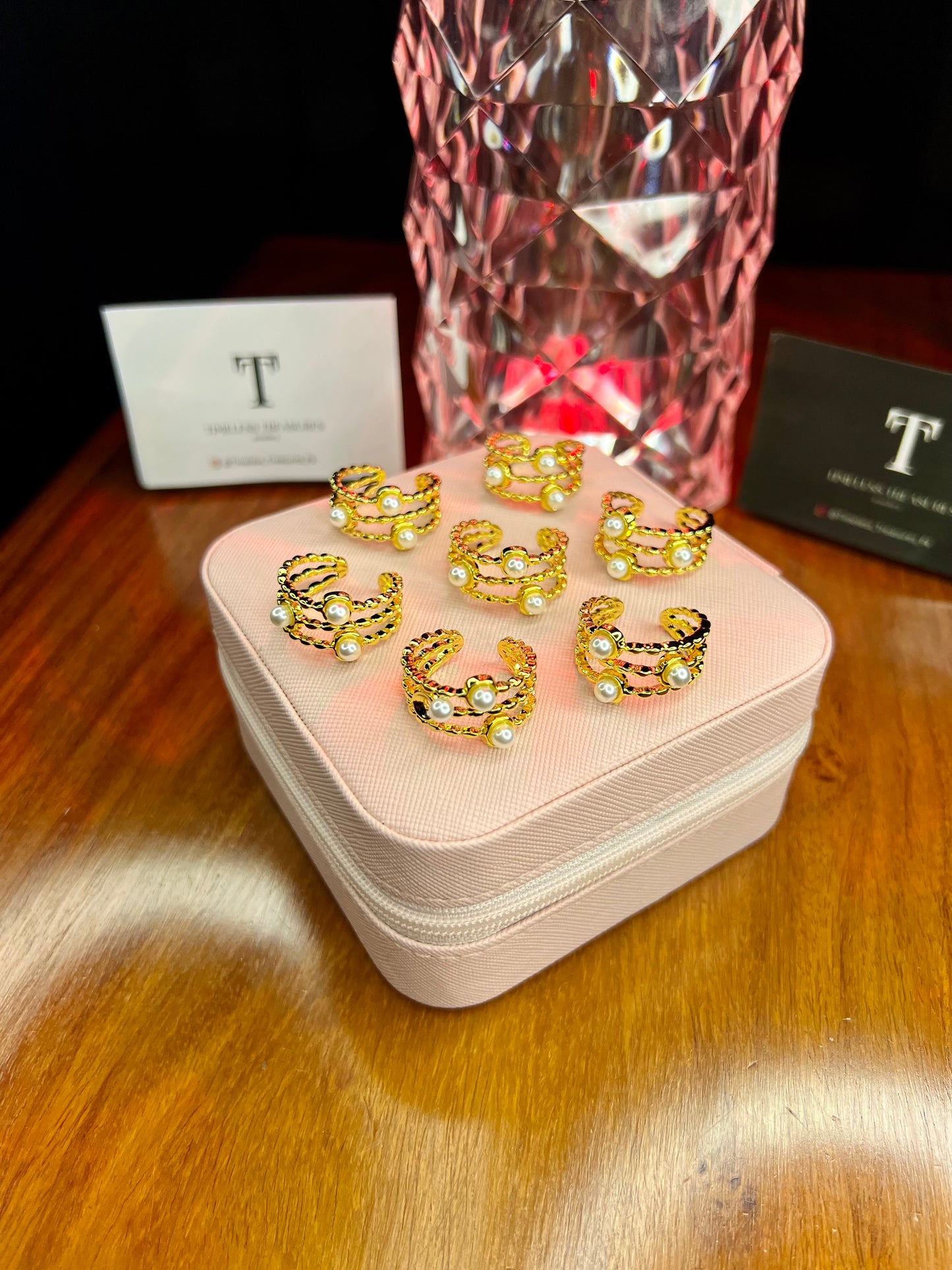 Premium Quality Stainless Steel 18k Pearl Gold Layered Ring