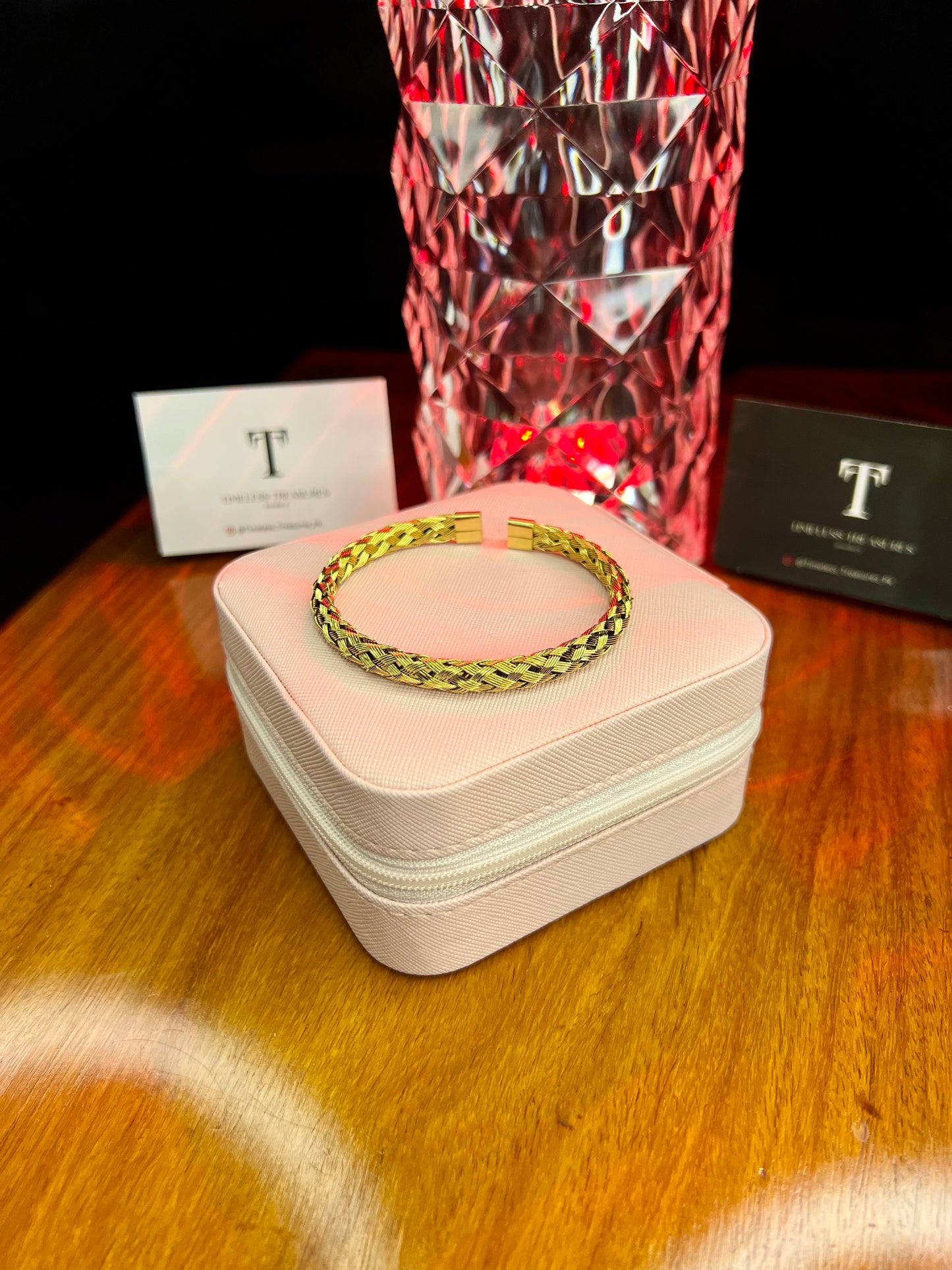 Premium Quality Stainless Steel 18k Golden Braided Cuff