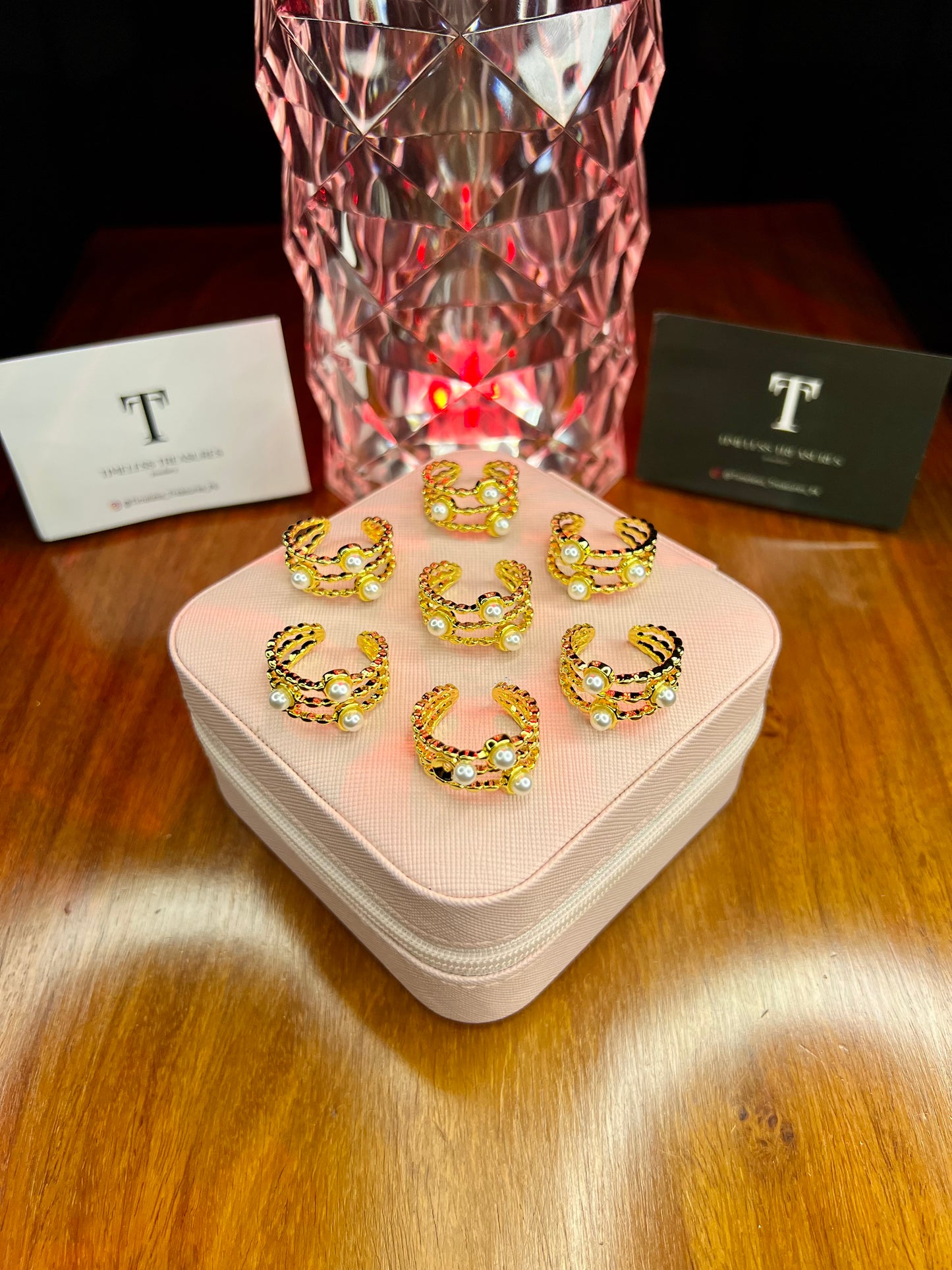 Premium Quality Stainless Steel 18k Pearl Gold Layered Ring