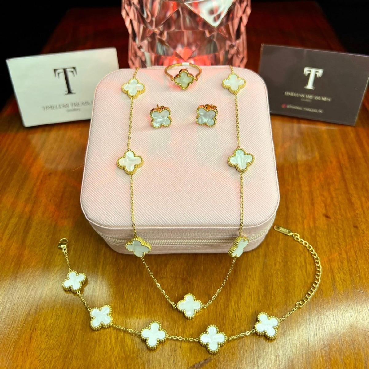 Premium Quality Stainless Steel 18k Clover 4pc Set