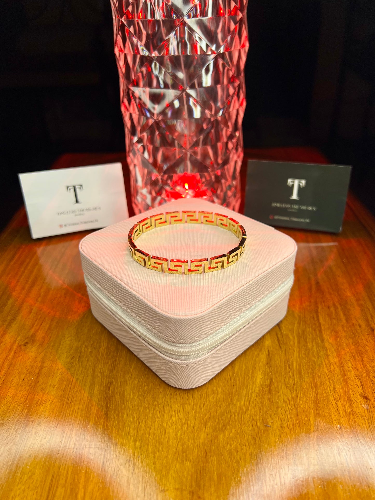 Premium Quality Stainless Steel 18k Golden Maze Greek Bangle