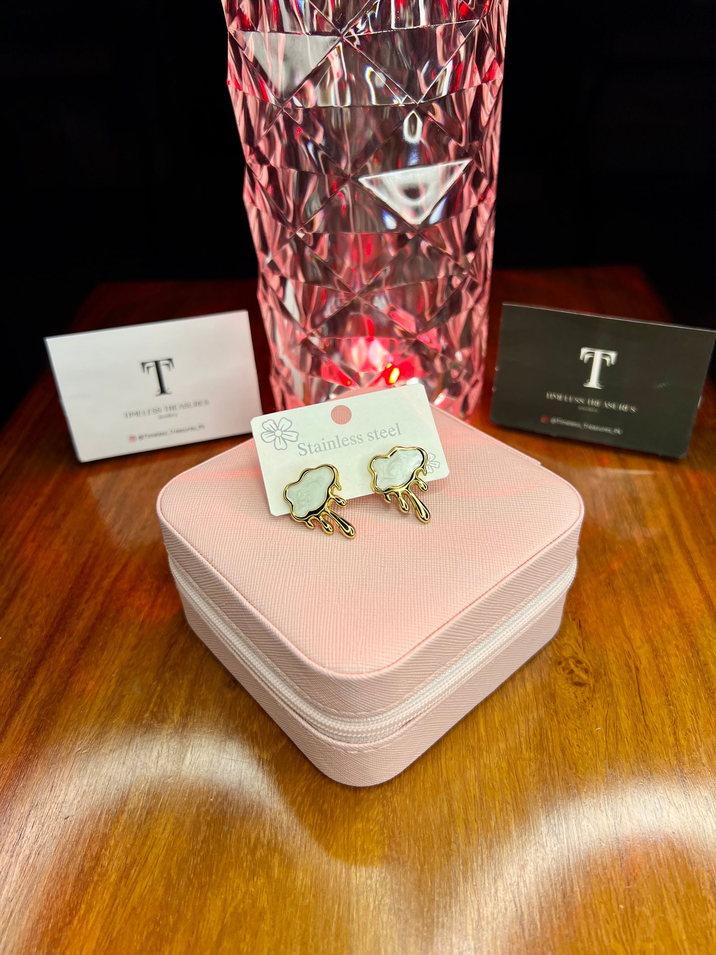 Premium Quality Stainless Steel 18k Luxury White Enamel Earrings