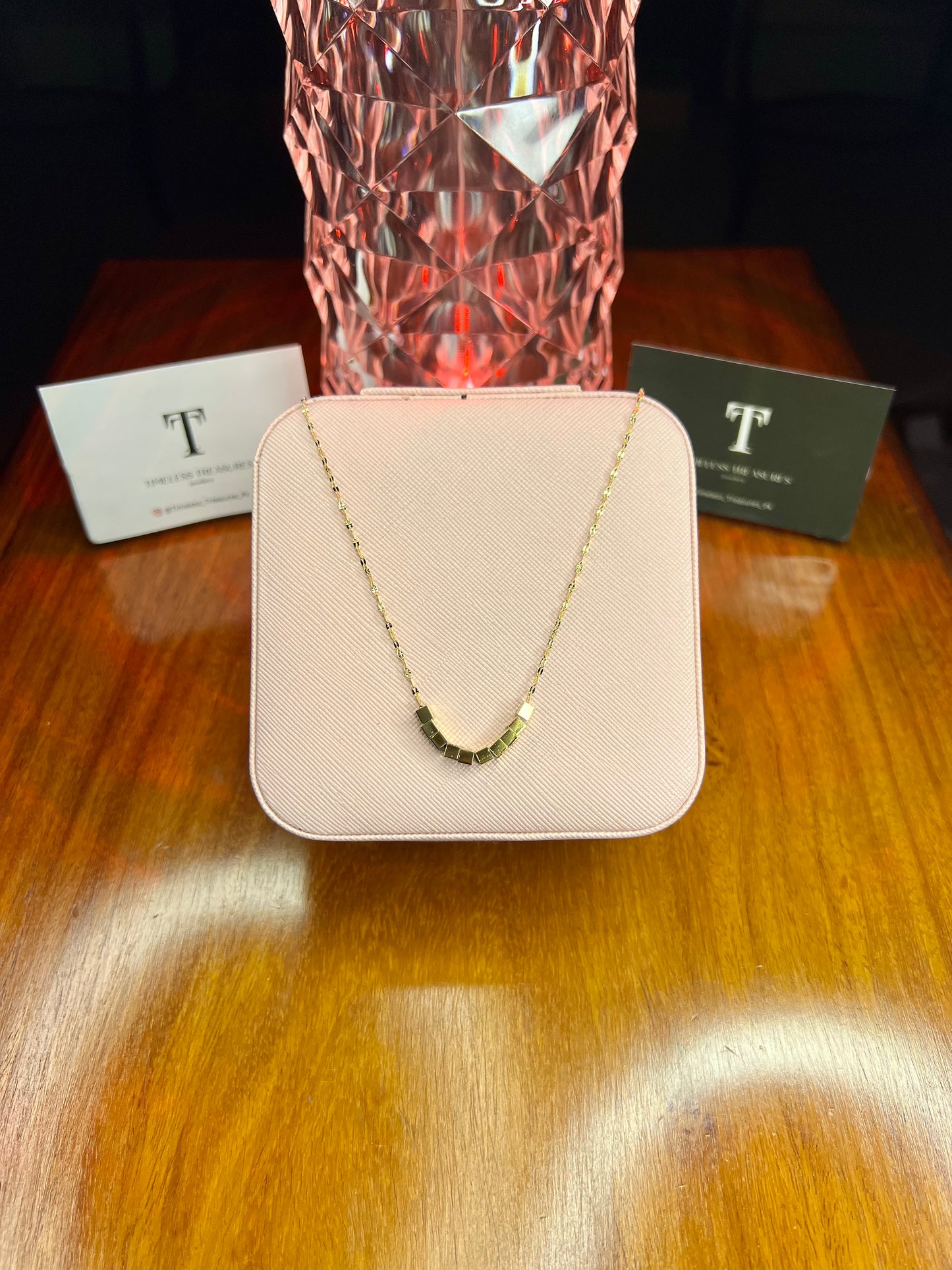 Premium Quality Stainless Steel 18k Gold Block Necklace