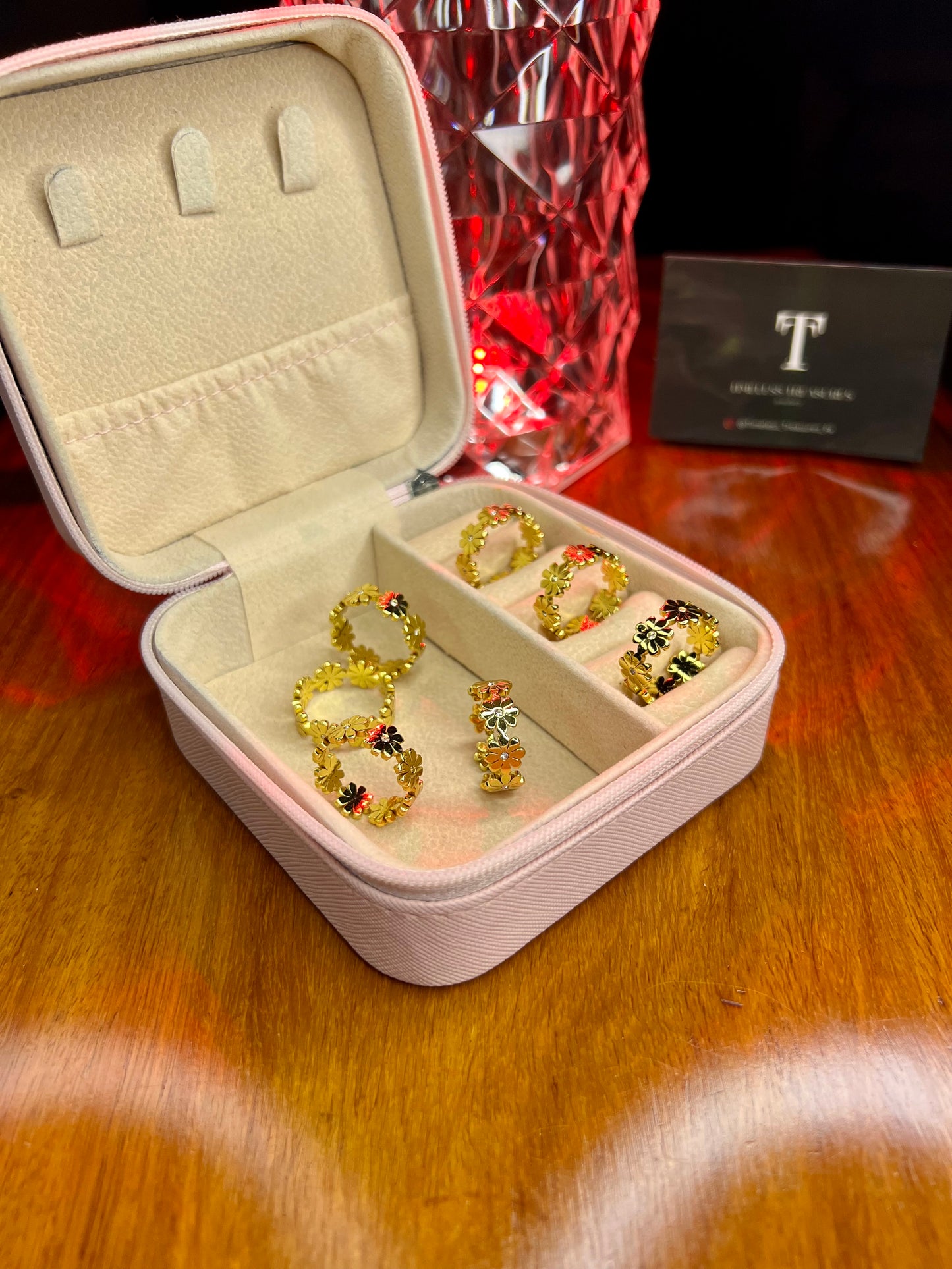 Premium Quality Stainless Steel 18k Blossom Stone Ring