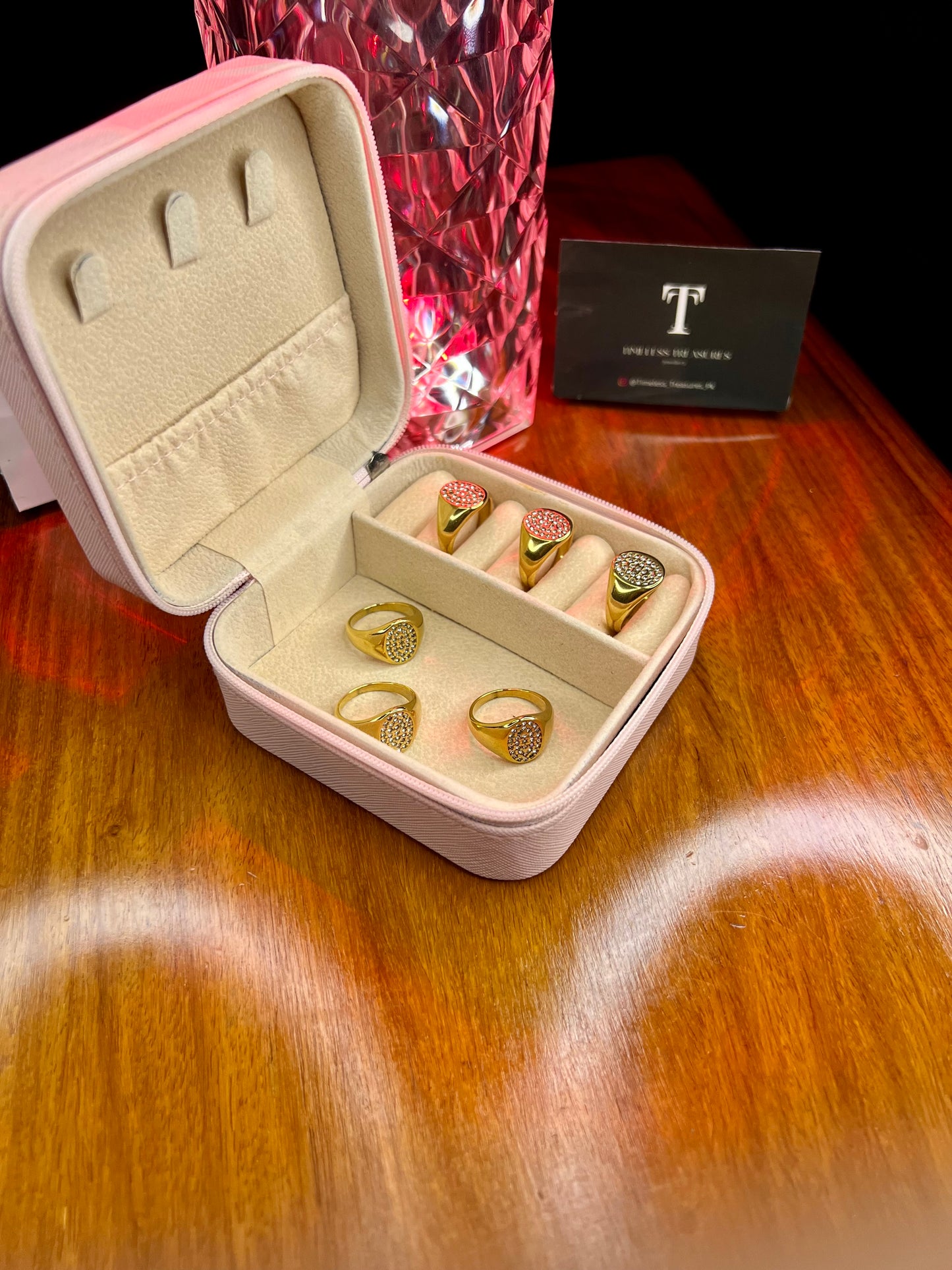 Premium Quality Stainless Steel 18k Golden Gem Ring